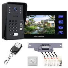 7inch Fingerprint RFID  Video Door Phone Intercom Doorbell With NO Electric Strike Lock+ Wireless Remote Control unlock
