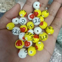20pcs 12mm number 520 heart and number 1314 heart round ceramic beads diy loose jewelry making spacer bead bracelet necklace