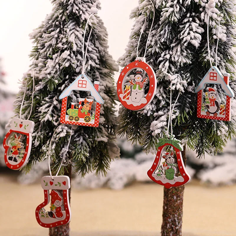 

12Pcs Christmas Snowflakes Wooden Pendants Xmas Tree Ornaments Home Hanging Decor Christmas Decorations for Home Navidad 2022