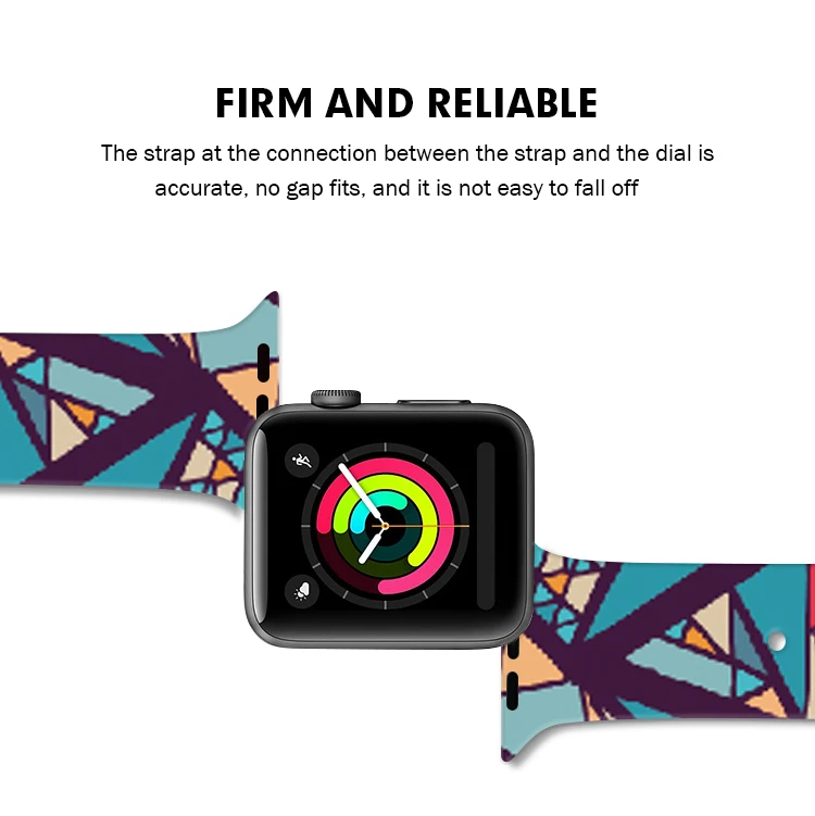 40mm 44mm Printing Watch Bands For Apple Watch 4 Rubber Strap Sport Bracelet 42mm 38mm For Iwatch 3 2 1 Accessories