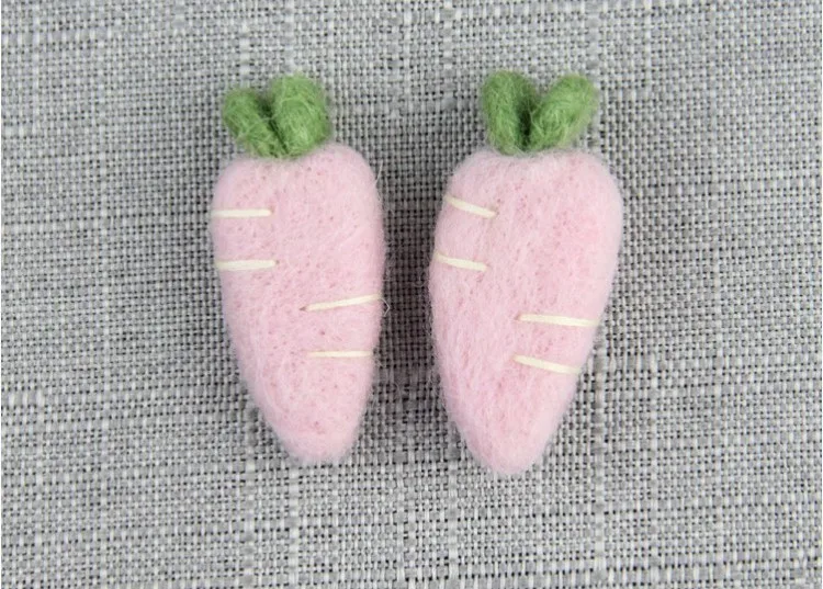 2pc Carrot Wool Felt Cute Wool Felts For Girls Headband Jewelry Accessory Home Party Decor Crafts DIY Keychain Handmade Supplies