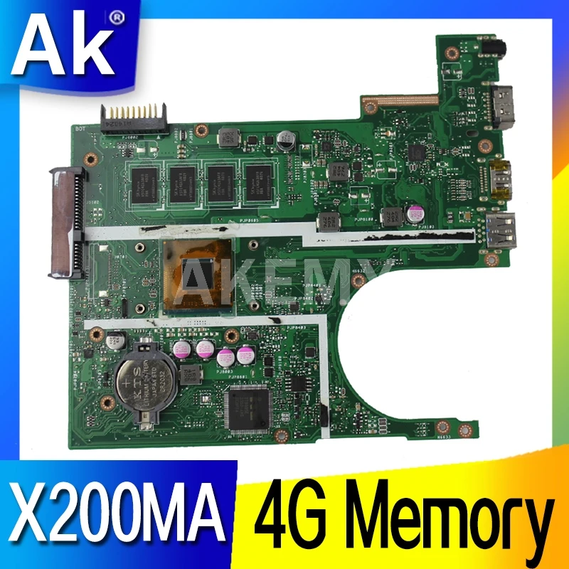 X200MA с процессором 4G материнская плата памяти для For Asus F200MA F200M X200M ноутбука 100%