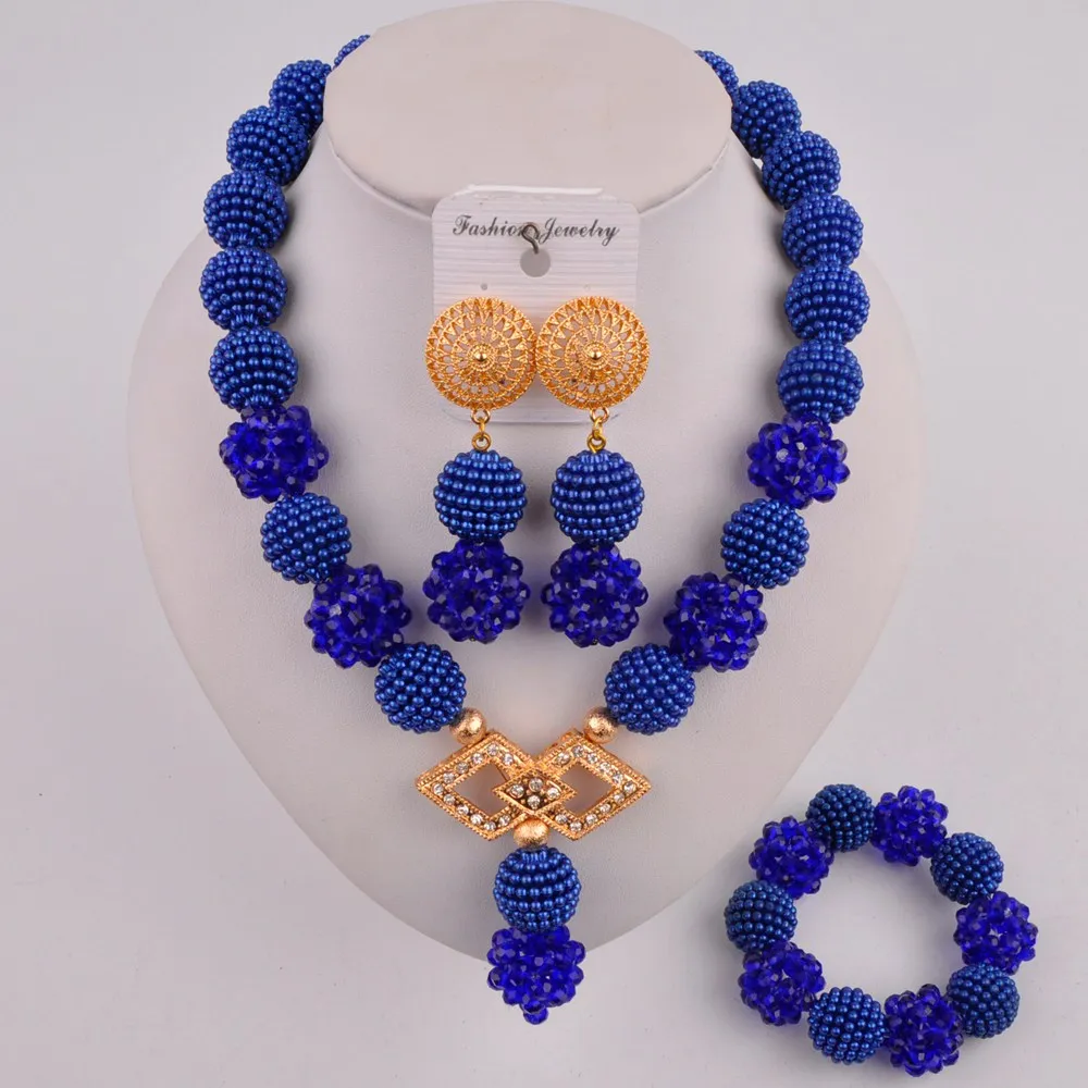 

Beautiful Royal Blue Costume Necklace African Jewelry Set ZCQ01