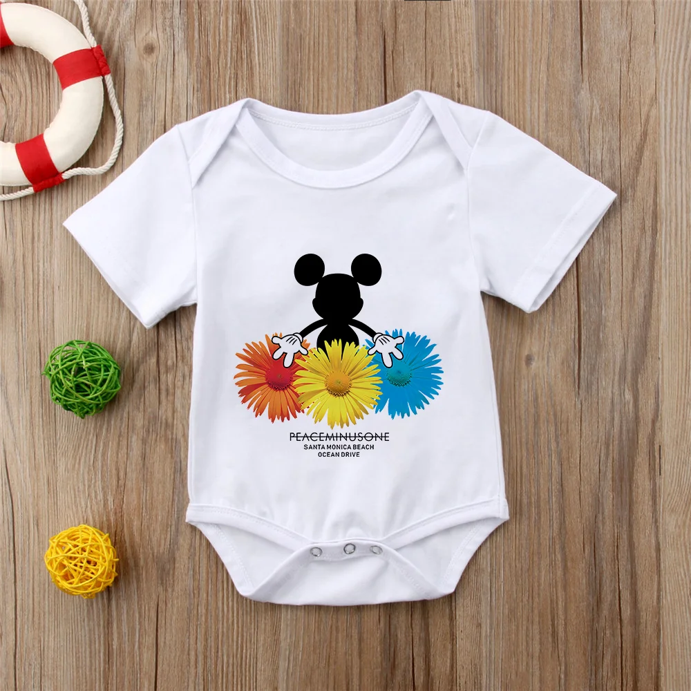 

One-pieces Baby Boys Girls Romper Short Sleeve Disney Mickey Mouse Printed Jumpsuit Newborn Clothes Summer Baby Clothing Outfits
