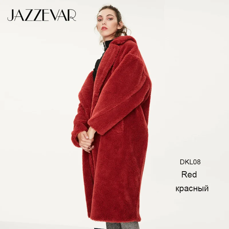 redDKL08 JAZZEVAR Зимнее новое поступление меховое пальто новое модное стильное свободная одежда длинное теплое зимная куртка K9063 - Цвет: redDKL08