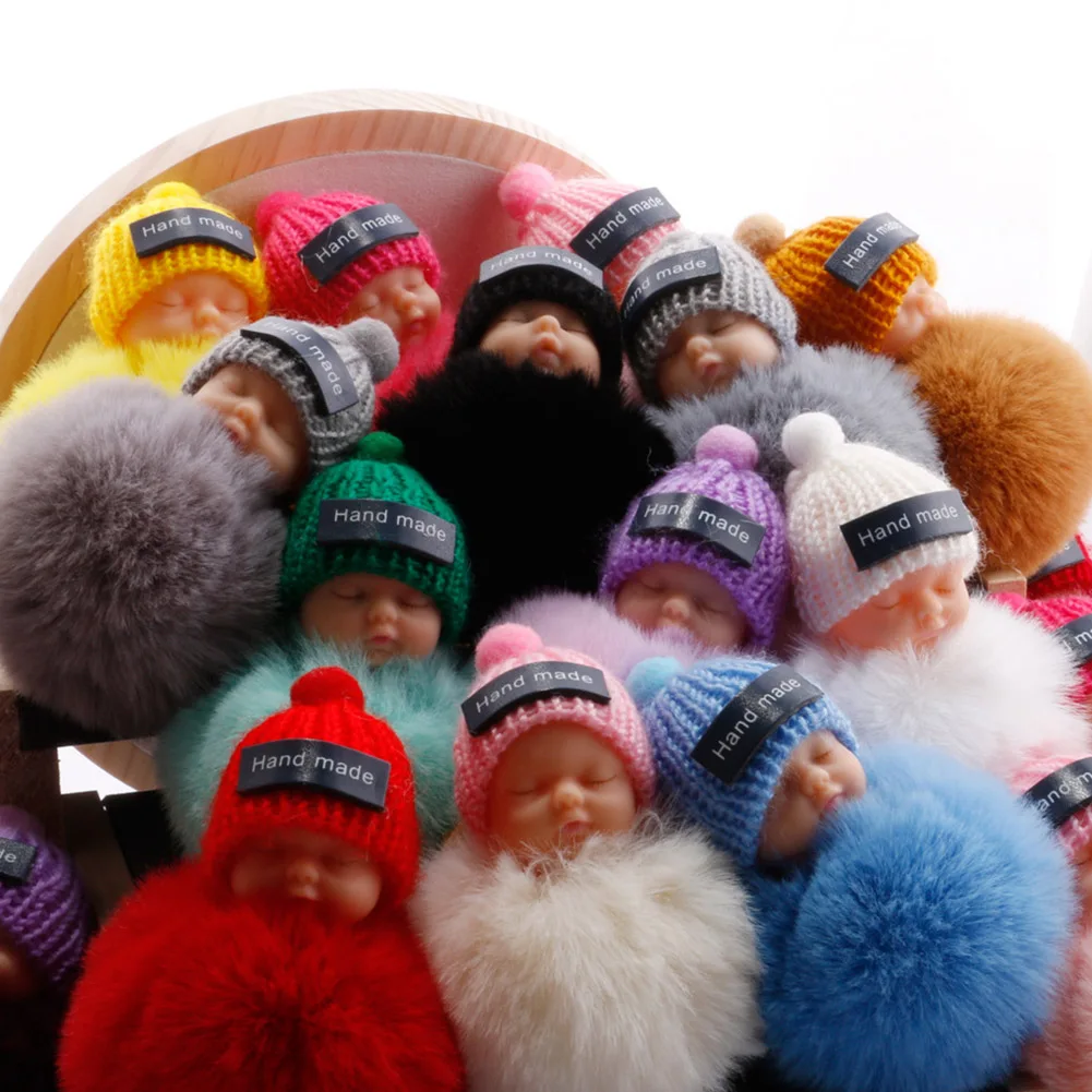 Милый пушистый спальный детский брелок с помпоном из искусственного меха для