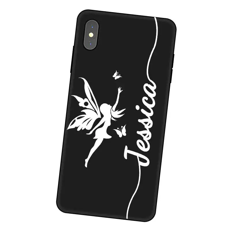 Модный цветок подарок на заказ DIY Имя текст черный Мягкий ТПУ силиконовый чехол