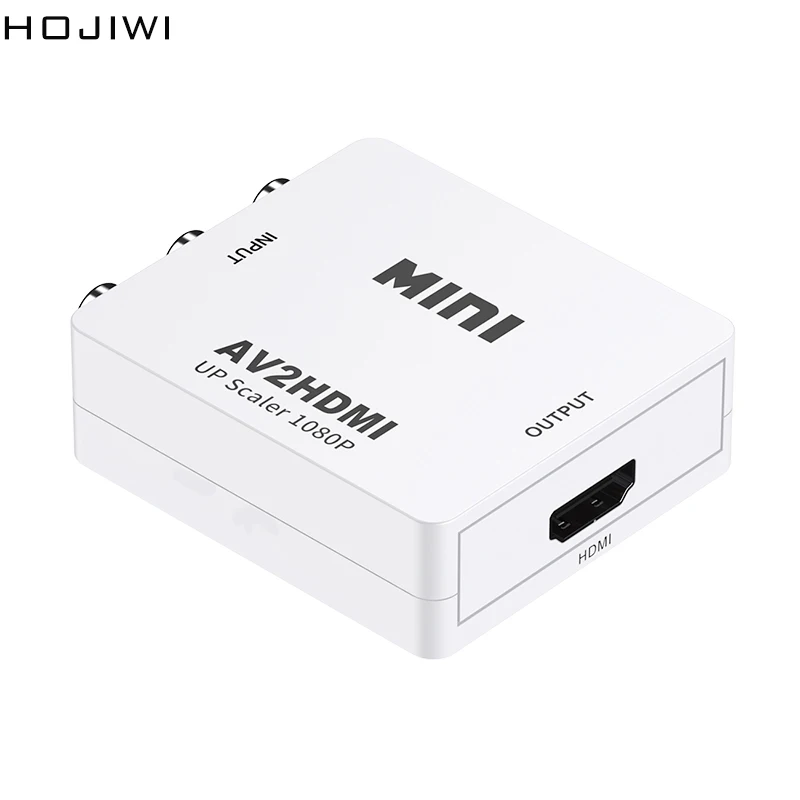 HOJIWI HDMI-совместимый с RCA преобразователь AV/CVSB L/R видео 1080P мини AV2HDMI адаптер для HDTV проектора телевизионной приставки DVD AD02
