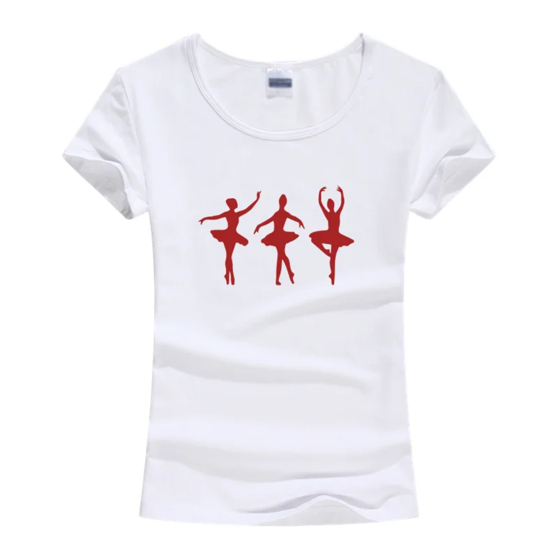 New Summer Women Short Sleeve T Shirt Ballerina Ballet Dance Posture Design Female Cute Girl Cotton Tee Tops | Женская одежда