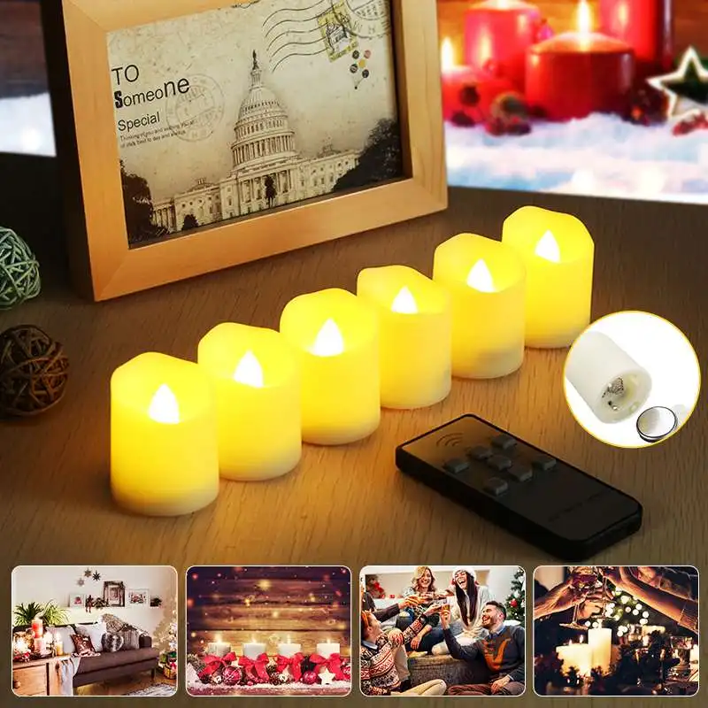 

6pcs LED Candle Remote Control Christmas Votive Tea Light Timer Home Wedding