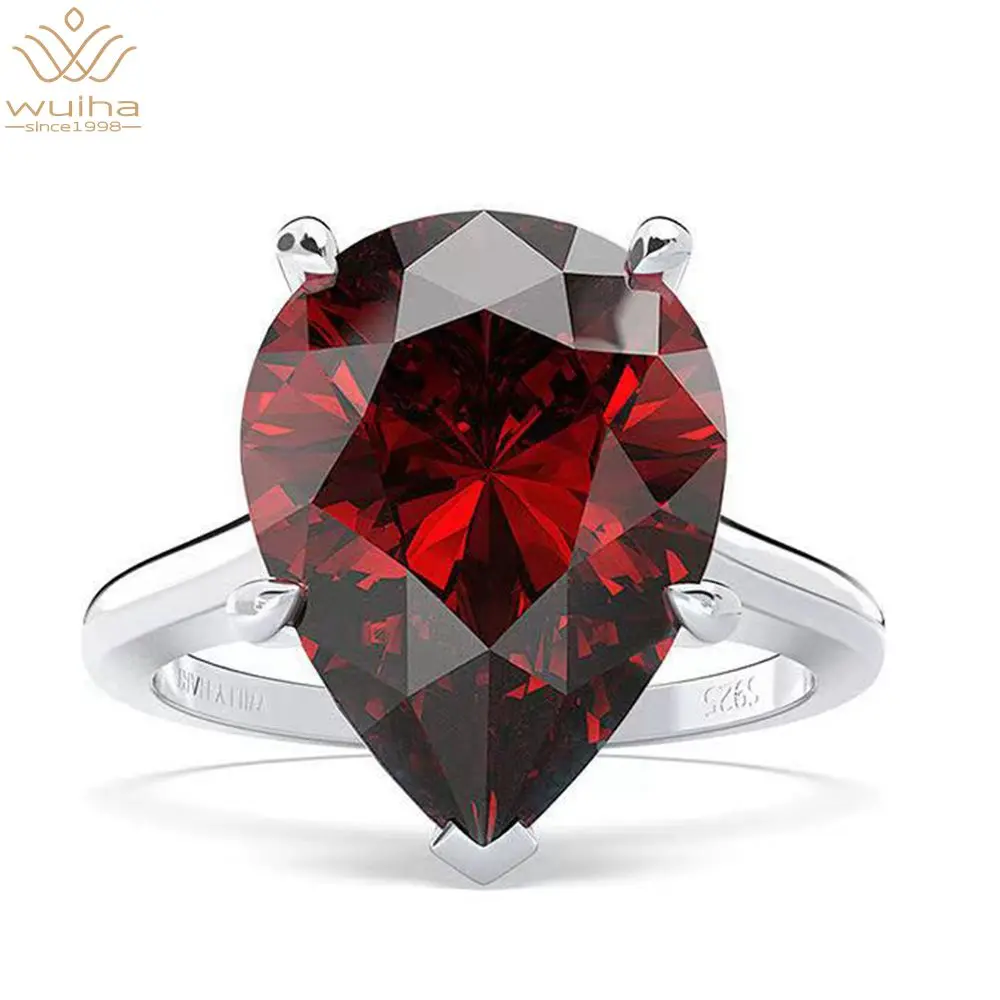 

WUIHA Vintage 100% 925 Sterling Silver 10CT Pear Cut Ruby Created Moissanite Gemstone Engagement Ring New Fine Jewelry Wholesale