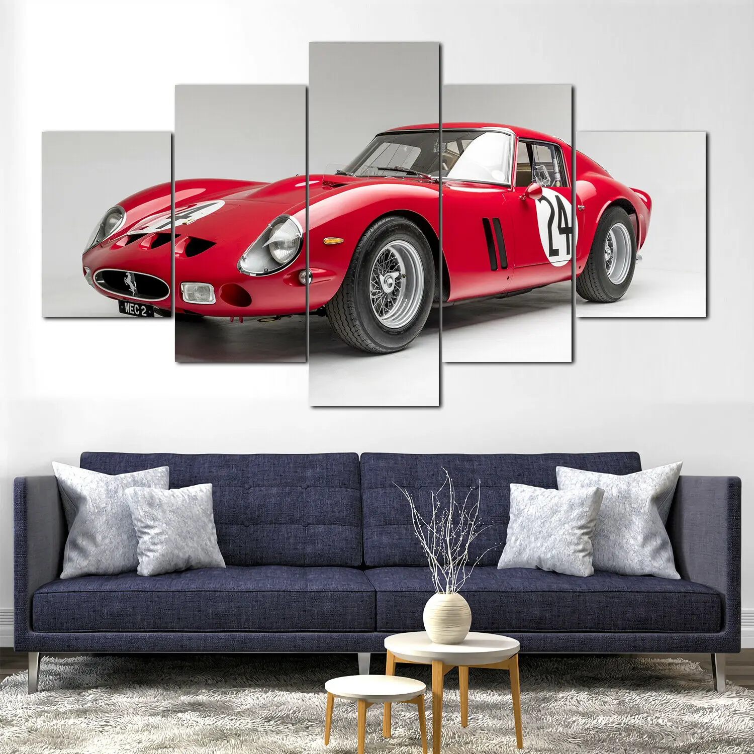 

No Framed Canvas 5Pcs Ferrari 250 GTO 1963 Classic Car Wall Art Posters Pictures Home Decor Accessories Living Room Paintings