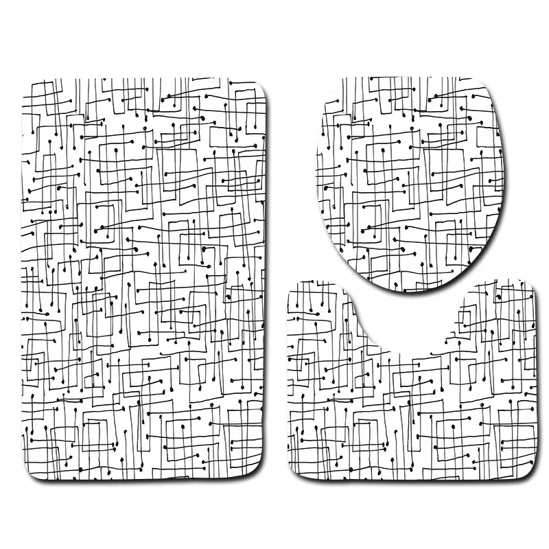 Абстрактный геометрический узор 3 шт Non slip коврики для ванной комнаты Набор