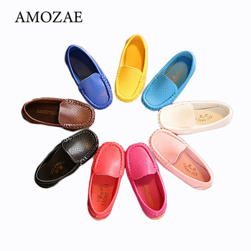 

9 Colors All Sizes 21-36 Children Shoes PU Leather Casual Styles Boys Girls Shoes Soft Comfortable Loafers Slip On Kids Shoes