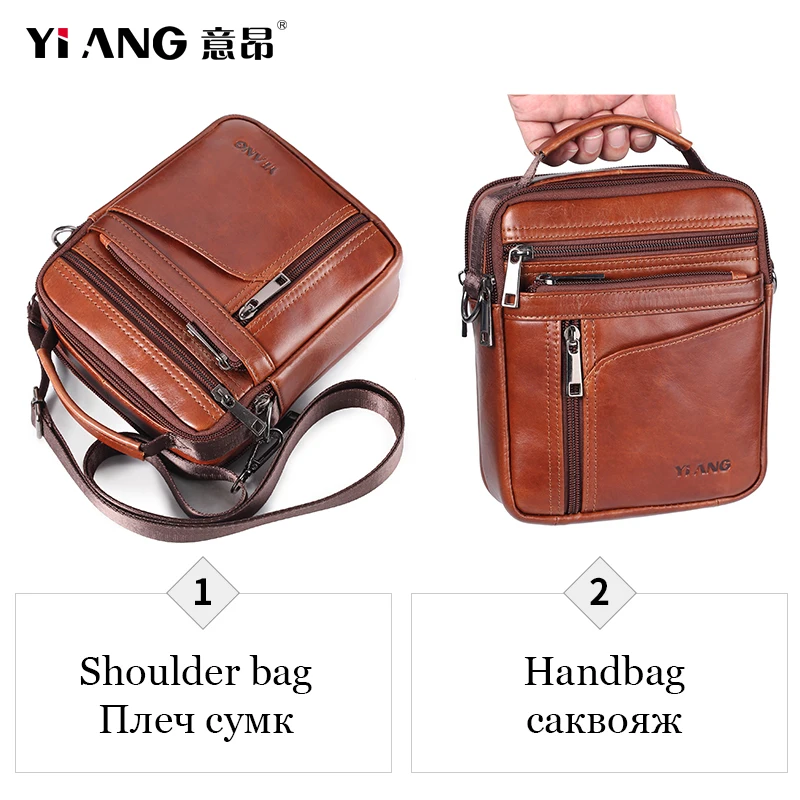 YIANG Brand Most Popular Real Cow Leather Man's Shoulder Bag Male Messenger Bags Men Small Handbags Genuine Mini New | Багаж и сумки
