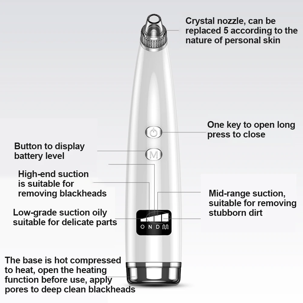 

Electric Blackhead Remover Extractor Suction Tool Skin Care Facial Pore Cleaner Rechargeable 3 Modes Blackhead Remover Skin Care