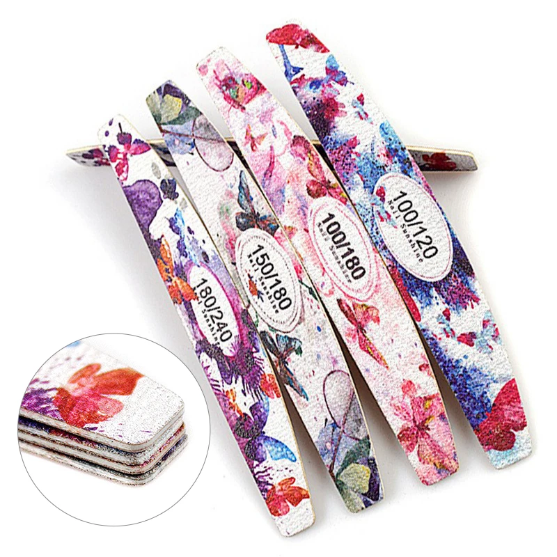 Пилка для ногтей с песочным напылением баффер полумесяц акварель полировка