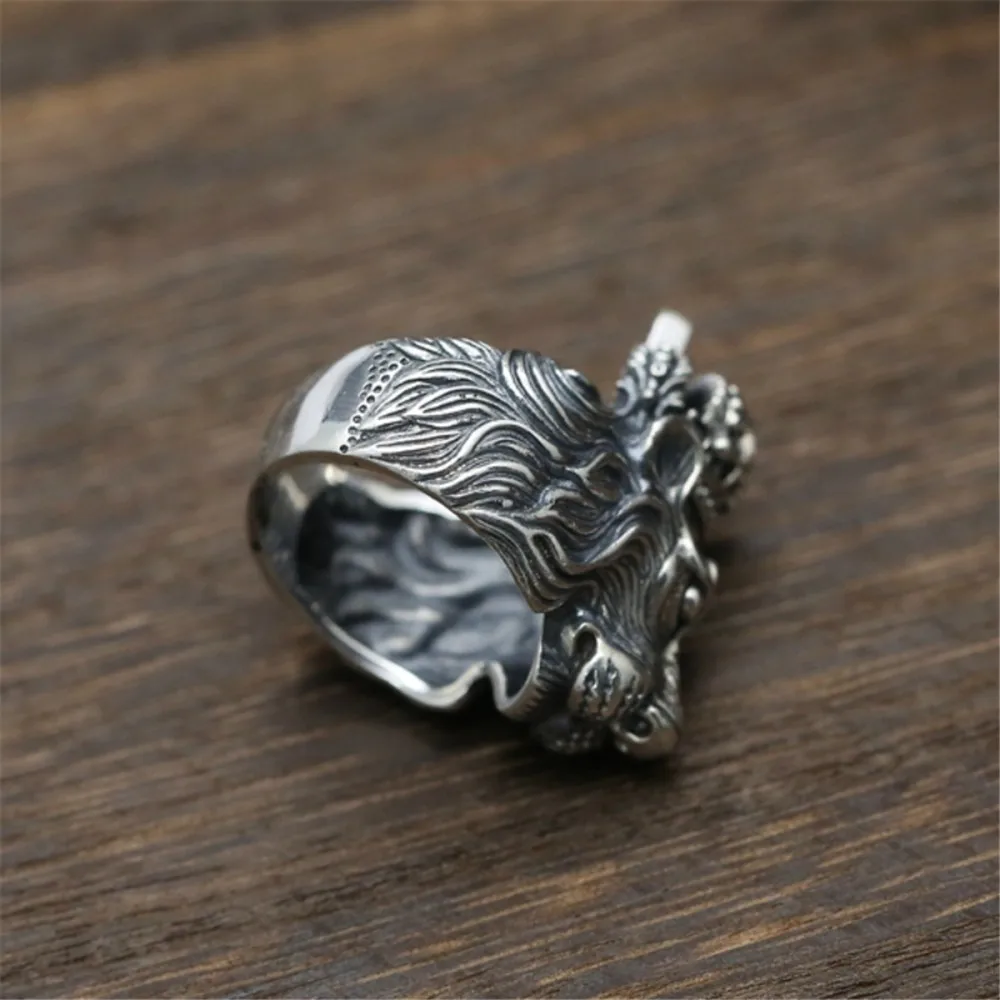 

Creative Domineering Popular Retro Punk Crown Lion Head Men's Ring Hip Hop Rock Locomotive Accessories Jewelry Gifts Wholesale