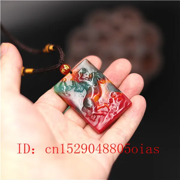 Ожерелье с подвеской в виде лошади из нефрита натурального цвета китайские