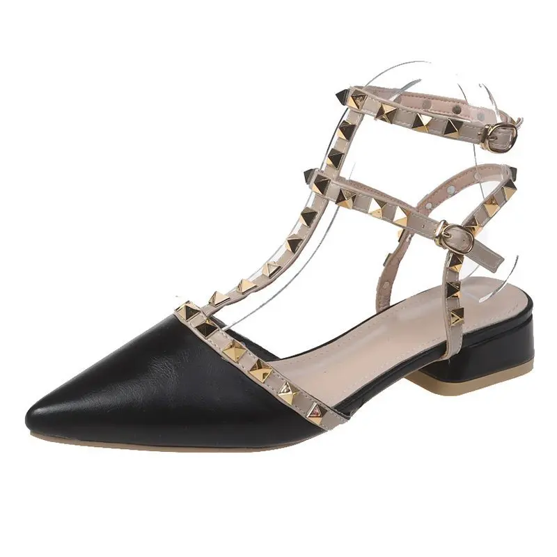 

Net Red Sandals Women 2021 New Wild Mid-heel Korean Rivet Shoes Fairy Style Fashionable Comfortable Gentle Style Women's Shoes