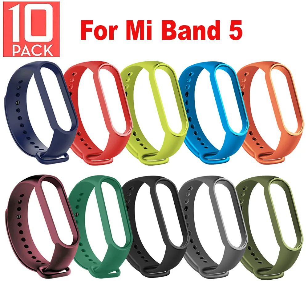 10 шт./упак. для Mi band 5 браслет ремешок Xiaomi 3 4 силиконовый чехол Браслеты Аксессуары