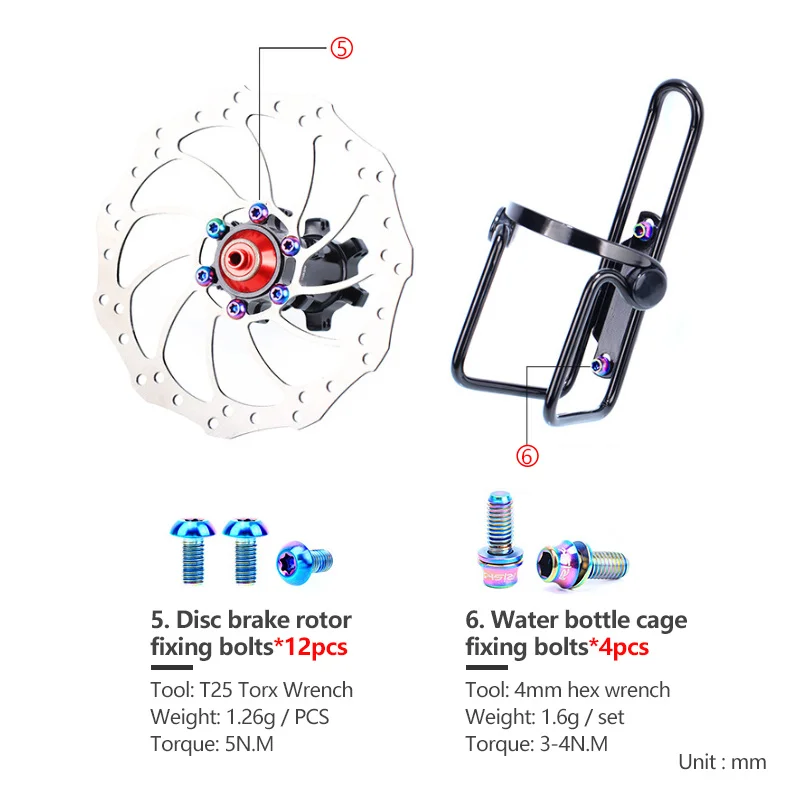 Риска 36 шт/партия Титан сплав комплекты винтов для MTB велосипед общие болты винт