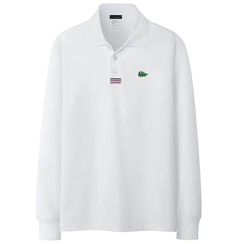 Рубашка-поло мужская с длинными рукавами 100% хлопок Повседневная модная одежда