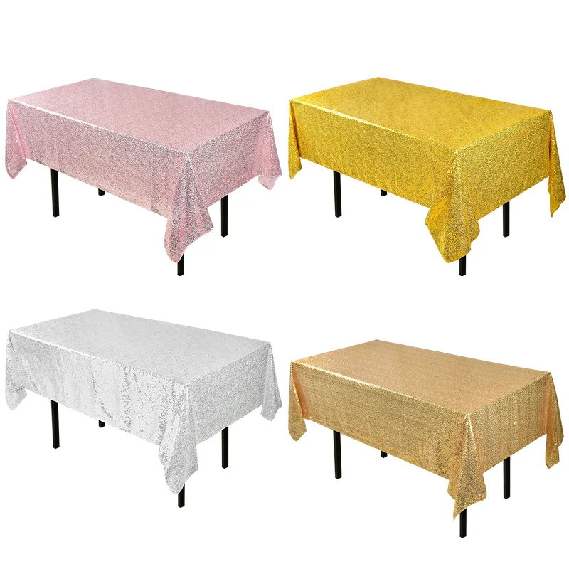 180x120cm gold silver sequin polyester tablecloth glitter table cloth cover for wedding decoration party banquet home supplies free global shipping