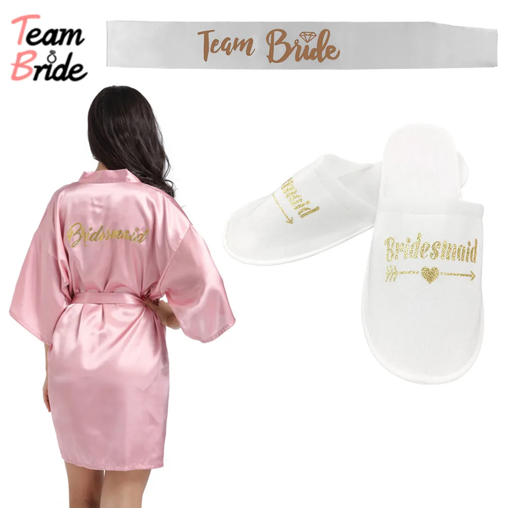 Свадебные атласные шлепанцы 3 шт./лот с блестками золотистого цвета короткие