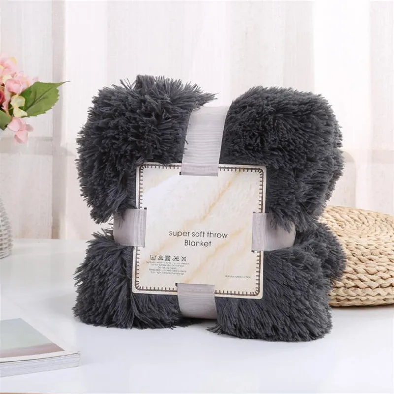 Трехразмерное мягкое теплое однотонное плюшевое одеяло для дивана фланелевое