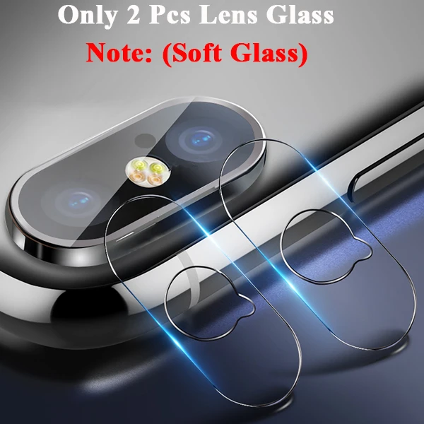 2pcs Soft Glass Only Для iPhone X 10 XS MAX XR 8 7 Plus закаленное стекло+ металлический задний объектив защитное кольцо для экрана Защита камеры для iPhone XR - Цвет: 2pcs Soft Glass Only