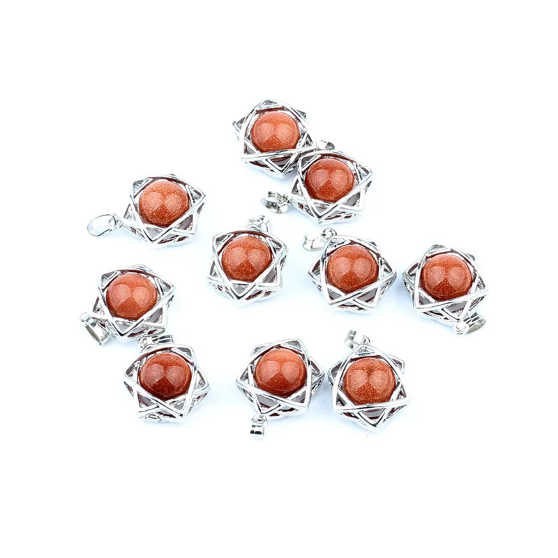 10 шт. Подвеска из натурального камня с шестиконечными звездами полый умный