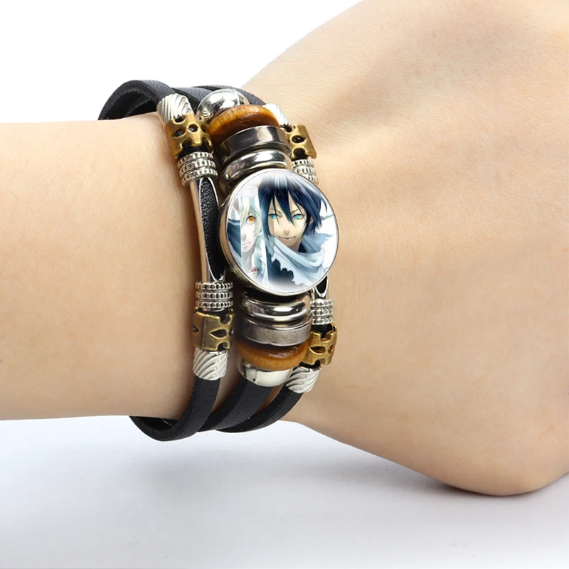 Кожаный браслет из аниме рассекающий демонов браслеты с кнопками-клипсами