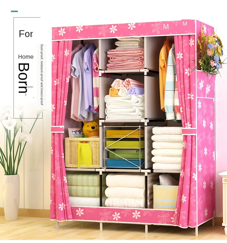 Clothes Closet Portable Wardrobe Durable Storage Organizer Non-woven Fabric Cloth Shelf 170cm*125cm*45cm | Мебель