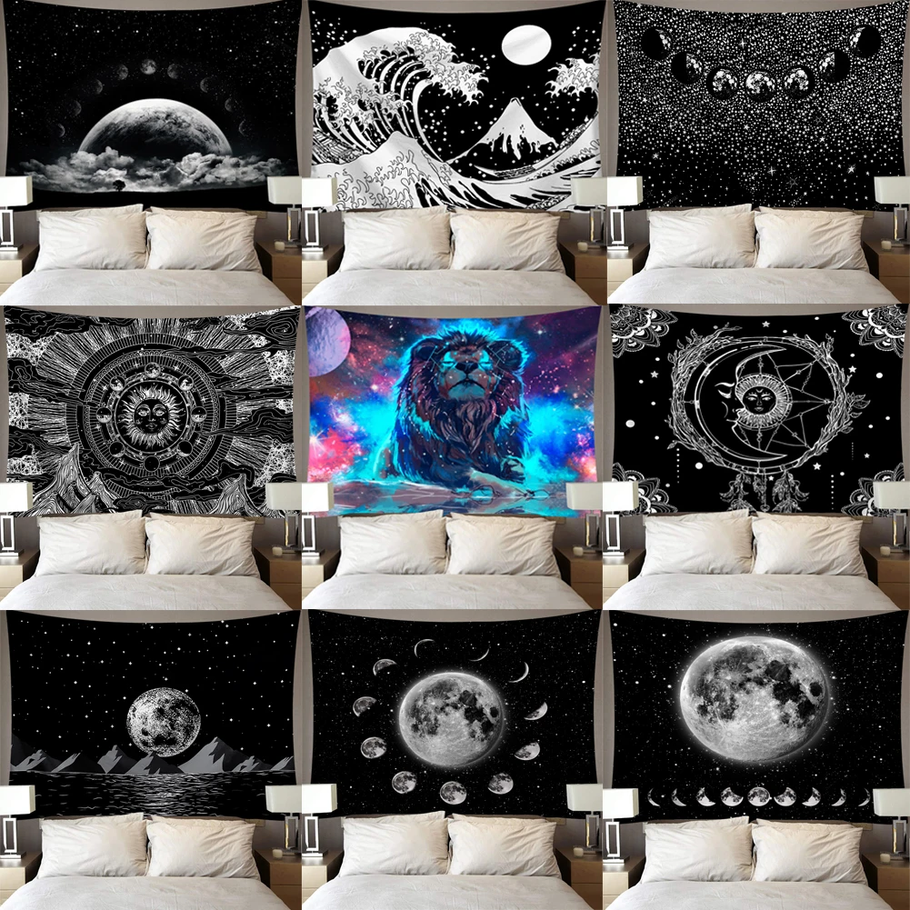 

New Wall Hanging Tapestry Mandala Pattern Blanket Fashion Rectangle Tapestries Wall Hanging Decors Lion Moon Pattern Blanket Hot