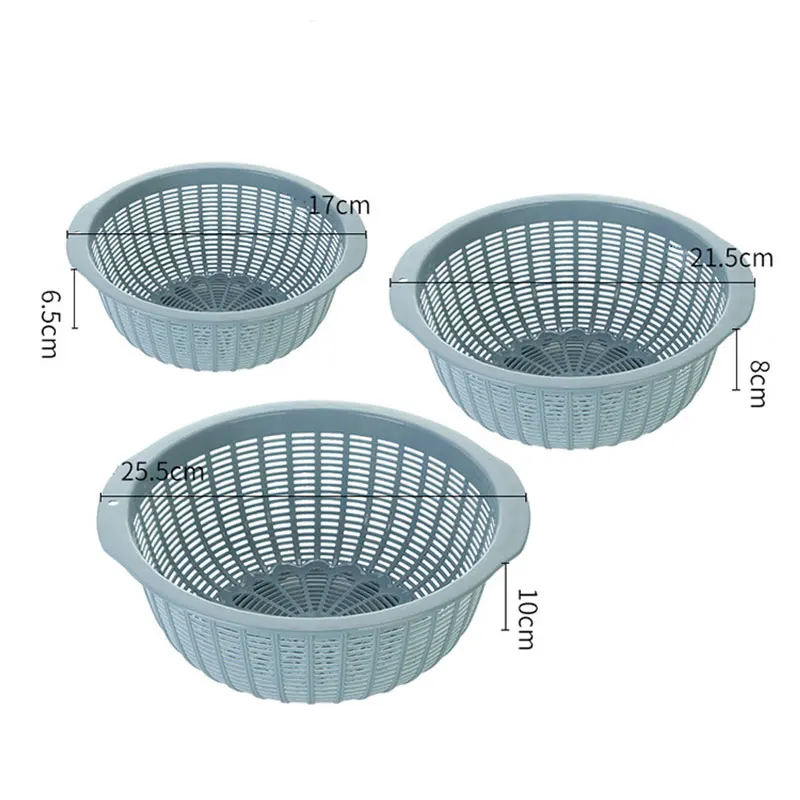 

3pcs Kitchen Strainer Baskets For Food Vegetable Fruit Plastic Strain Basket Colander Basket Strainer Kitchen Tools