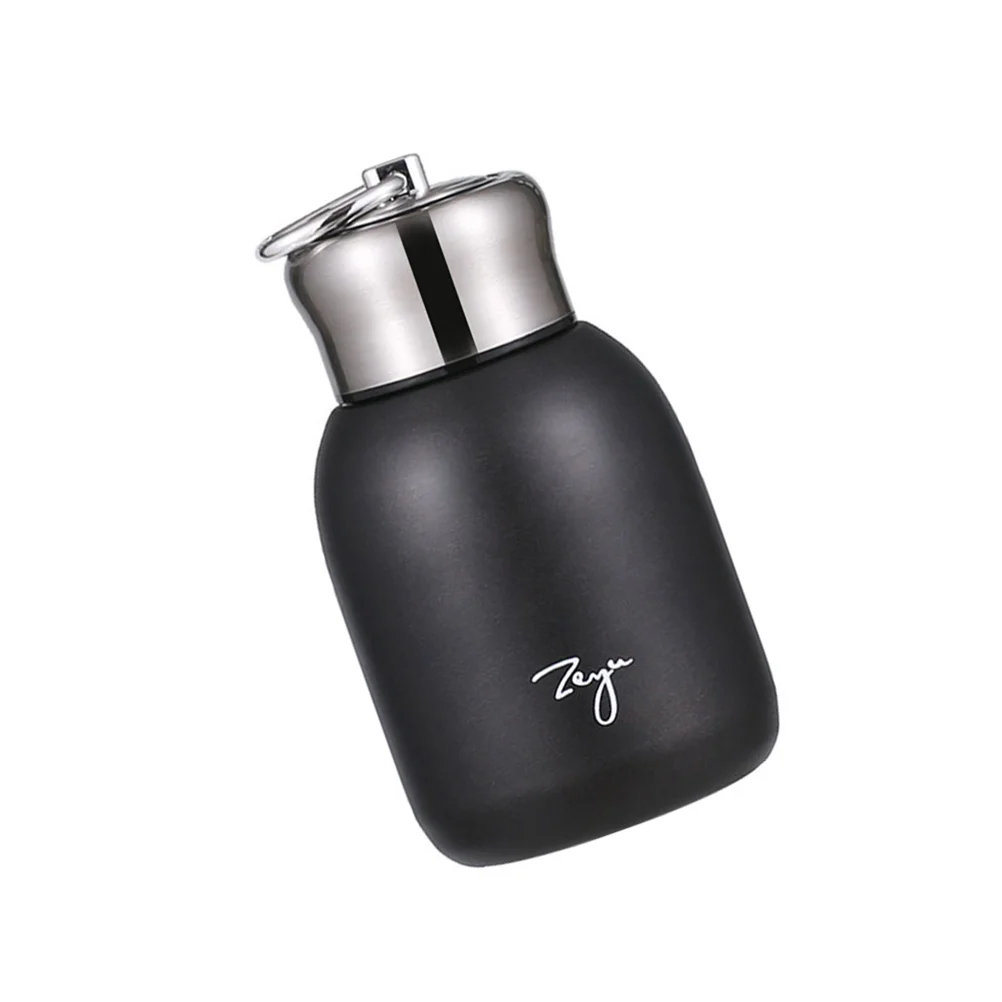 

Stainless Steel Pot-bellied Cups Portable Thermal Cup Mini Bottle Cup Water Cups (Black)