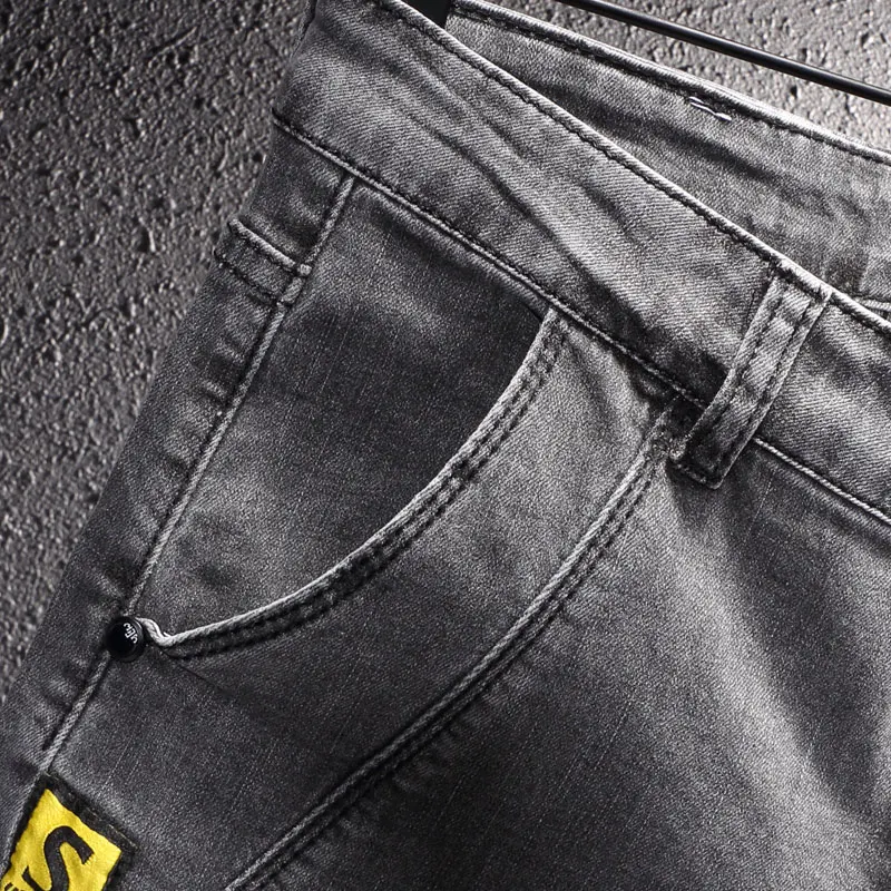 Newly Streetwear Fashion Men Jeans Retro Gray Elastic Slim Fit Vintage Designer Jeans Men Korean Style Casual Denim Pencil Pants