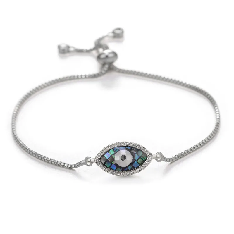 new silver Турецкий счастливый сглаза браслеты для женщин и девушек Pave CZ голубой глаз браслет из розового золота Цепочка Lucky coppe женские ювелирные изделия ojo turco - Окраска металла: new silver