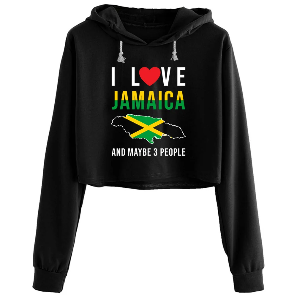 

Женский укороченный пуловер с надписью «I Love Jamaica»