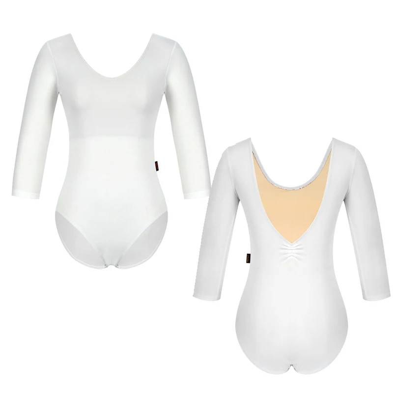 Женский эластичный однотонный купальник с длинным рукавом для балета взрослых
