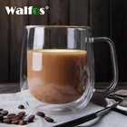 Walfos устойчивые стаканы с двойными стенками, чашки для кофечая и кружки, дорожные двойные кофейные кружки с ручкой, зеркальные стаканы es