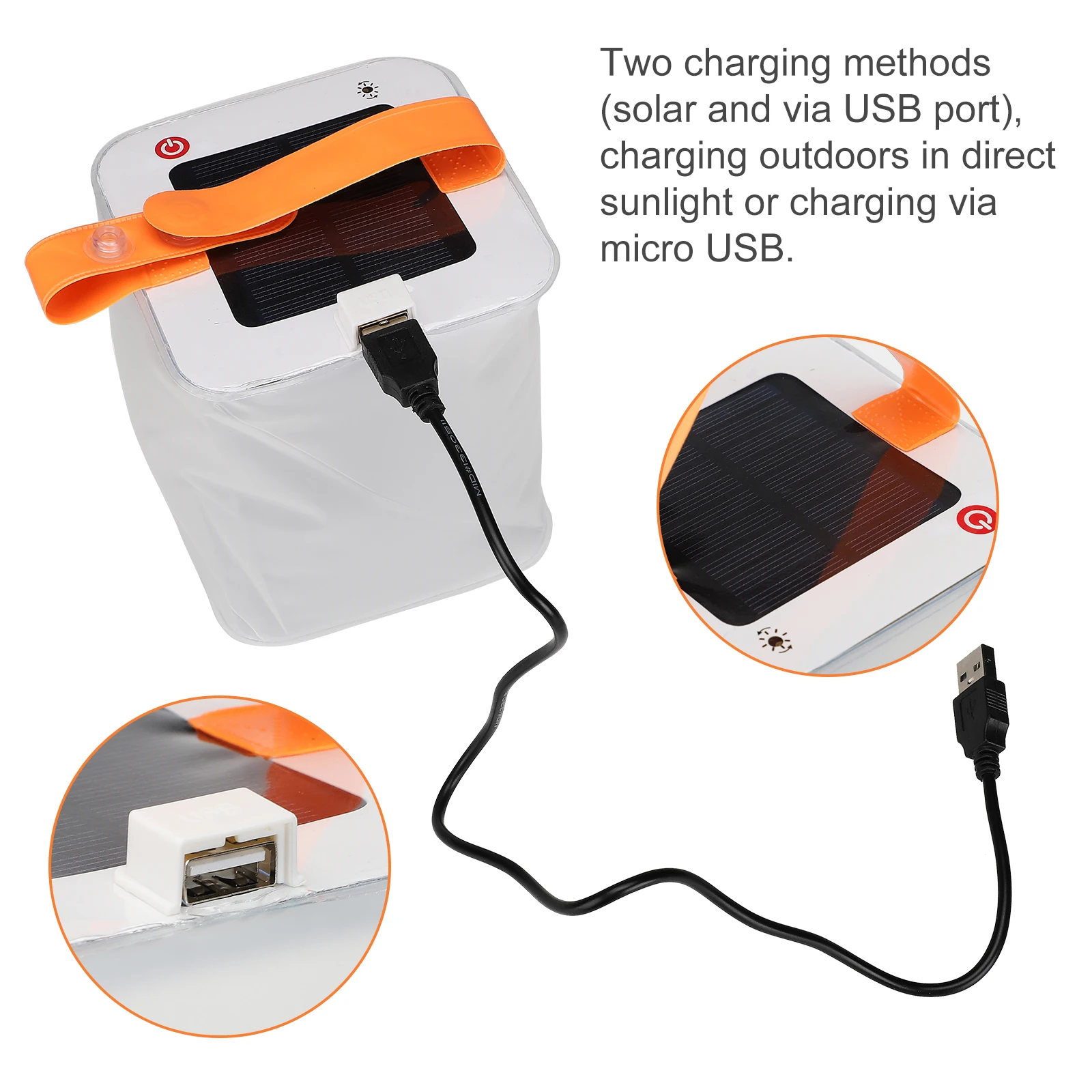 Надувной складной USB-фонарь на солнечной батарее с функцией зарядки для кемпинга