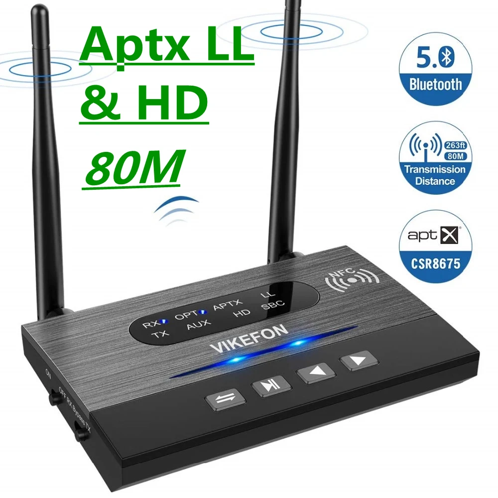 80 м NFC Aptx МР HD Bluetooth 5 0 аудио передатчик приемник SPDIF 3 мм AUX Беспроводной адаптер для