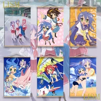 lucky starizumi konata anime poster scroll game poster fashion home decor art canvas with solid wood hanging scroll