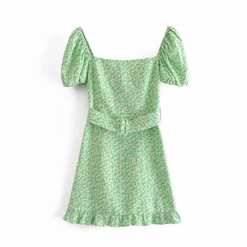 

Женская одежда SONDR, зеленое Свободное платье с принтом и поясом, Европейская и американская мода, женское сексуальное платье, новинка 2021, модный тренд