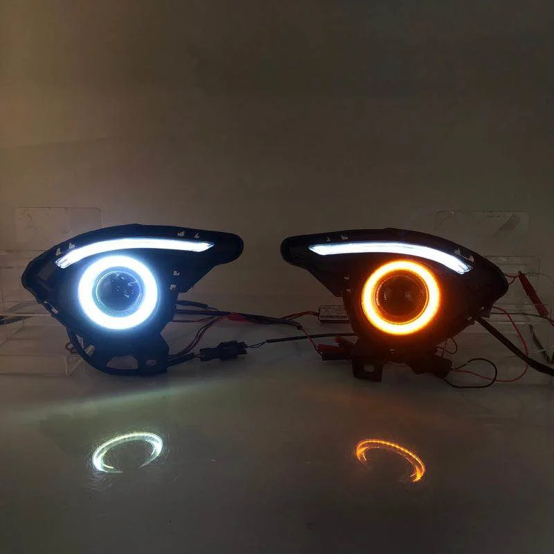 Eosuns Cob ангельские глазки + светодиодная дневная подсветка Drl противотуманная фара