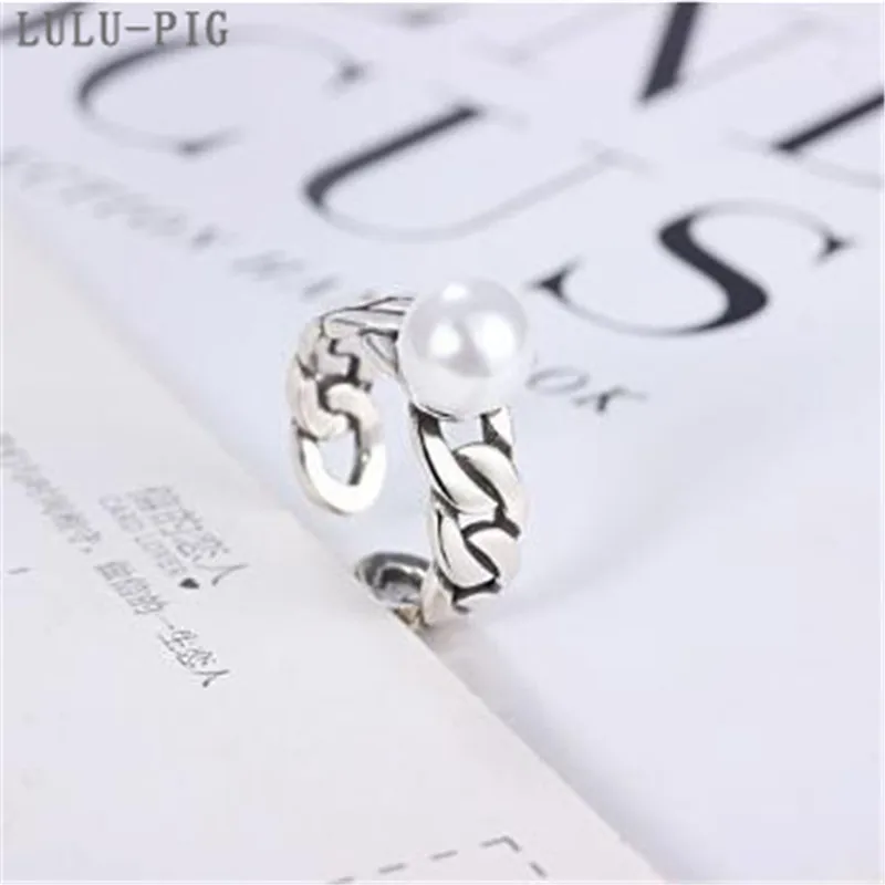 LULU-PIG Корейская толстая цепь Ретро хвост кольцо сделано старая открытая