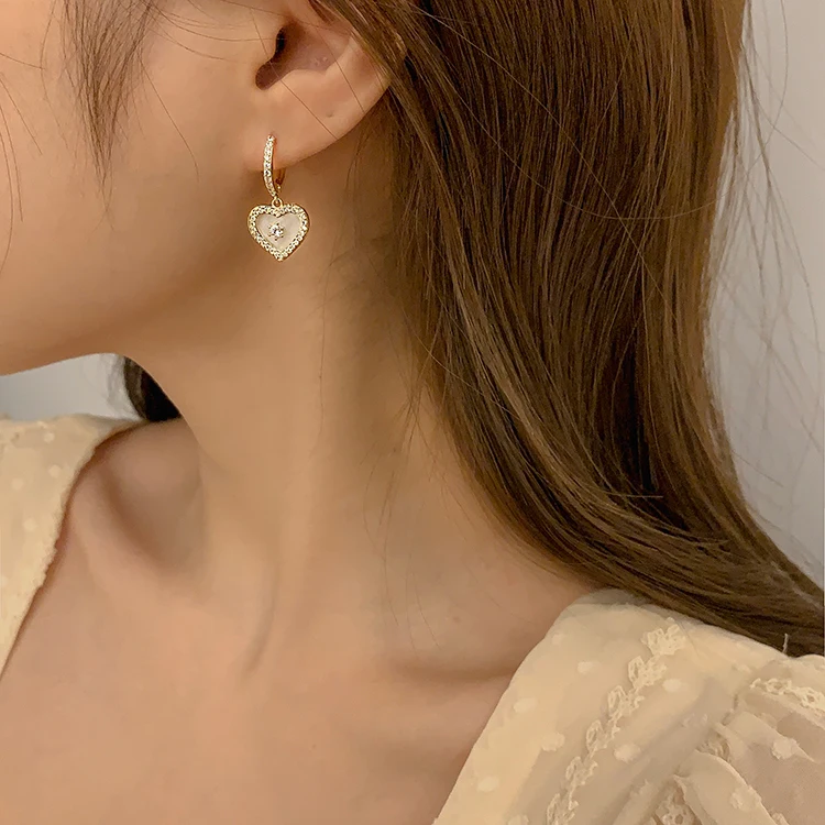 

14K Gold Jewelry Hearp Shape Real Diamond Drop Earrings for Women Fine Aros Mujer Oreja Orecchini Diamond Jewelry Earrings Box