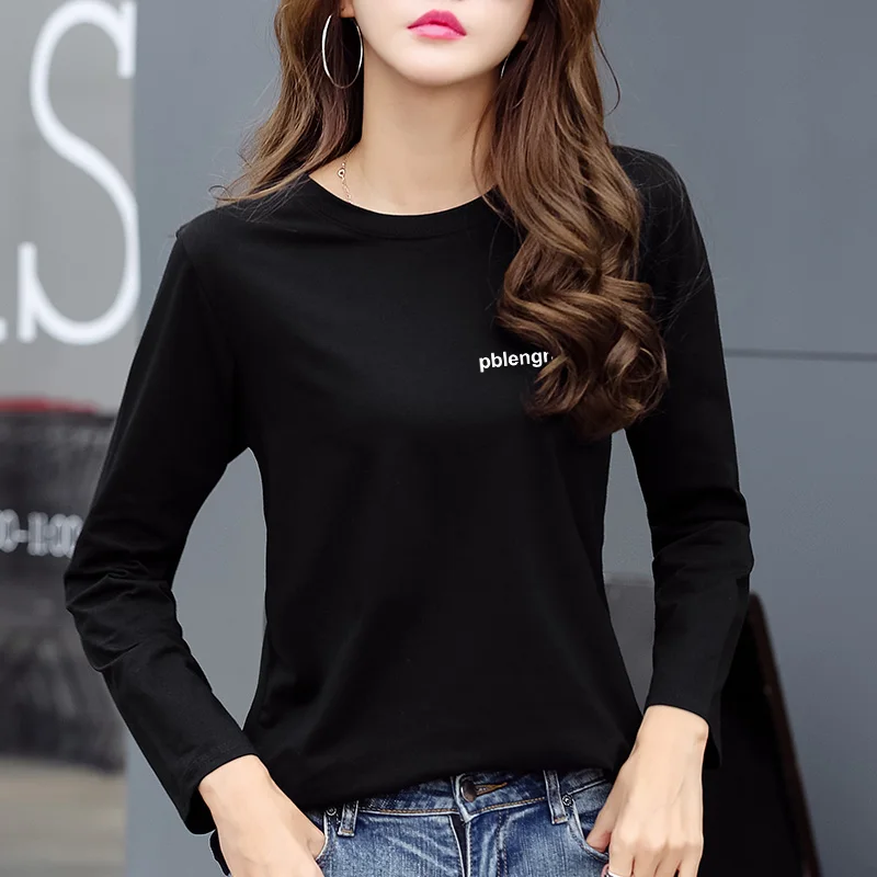 Хит 2019 женская сексуальная облегающая футболка с длинным рукавом буквенным